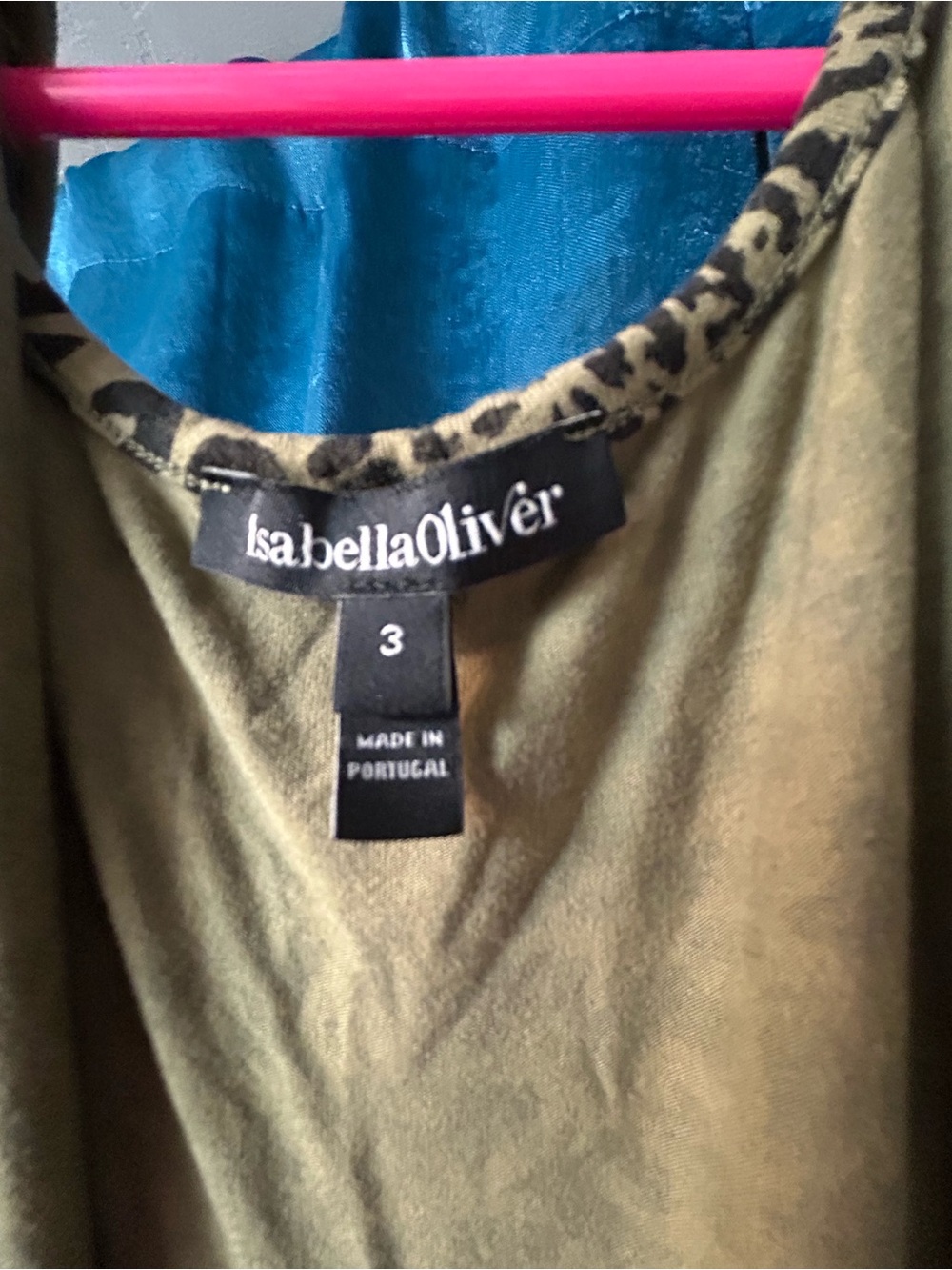Isabella Oliver Olive Green Top with Leopard Accent